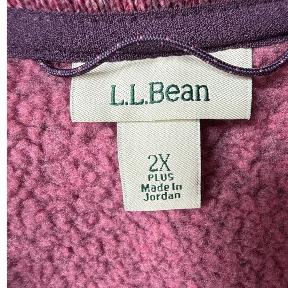 LL Bean Womens 2X Plus Sweater Fleece Quarter Zip Pullover Berry gorpcore cozy - Picture 2 of 10